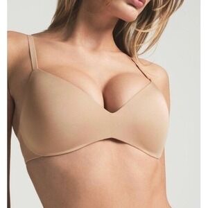 SKIMS Wireless Form Push Up Plunge Bra size 34DD Clay BR-WRL-1891 NEW